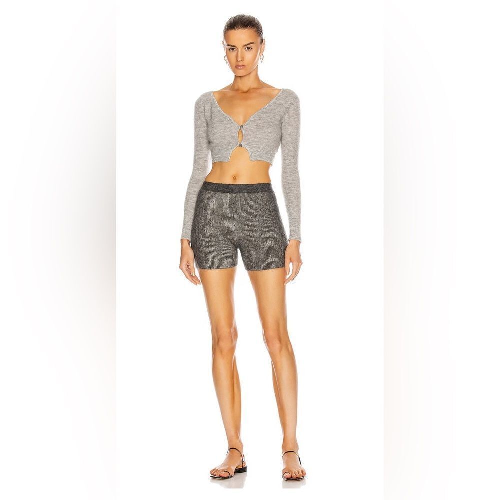 NWT JACQUEMUS Arancia Grey Striped Mohair Wool blend shorts